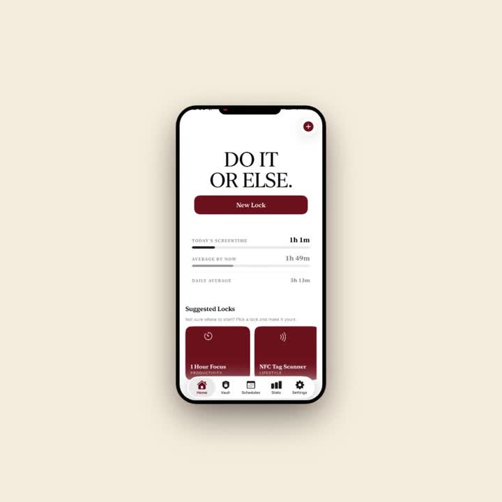 DO IT OR ELSE app home screen on iPhone
